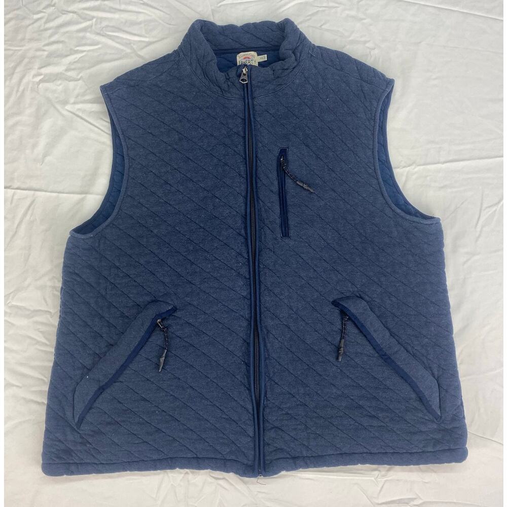 Men Faherty Epic Quilted cotton blend full zip-up vest jacket, XXL